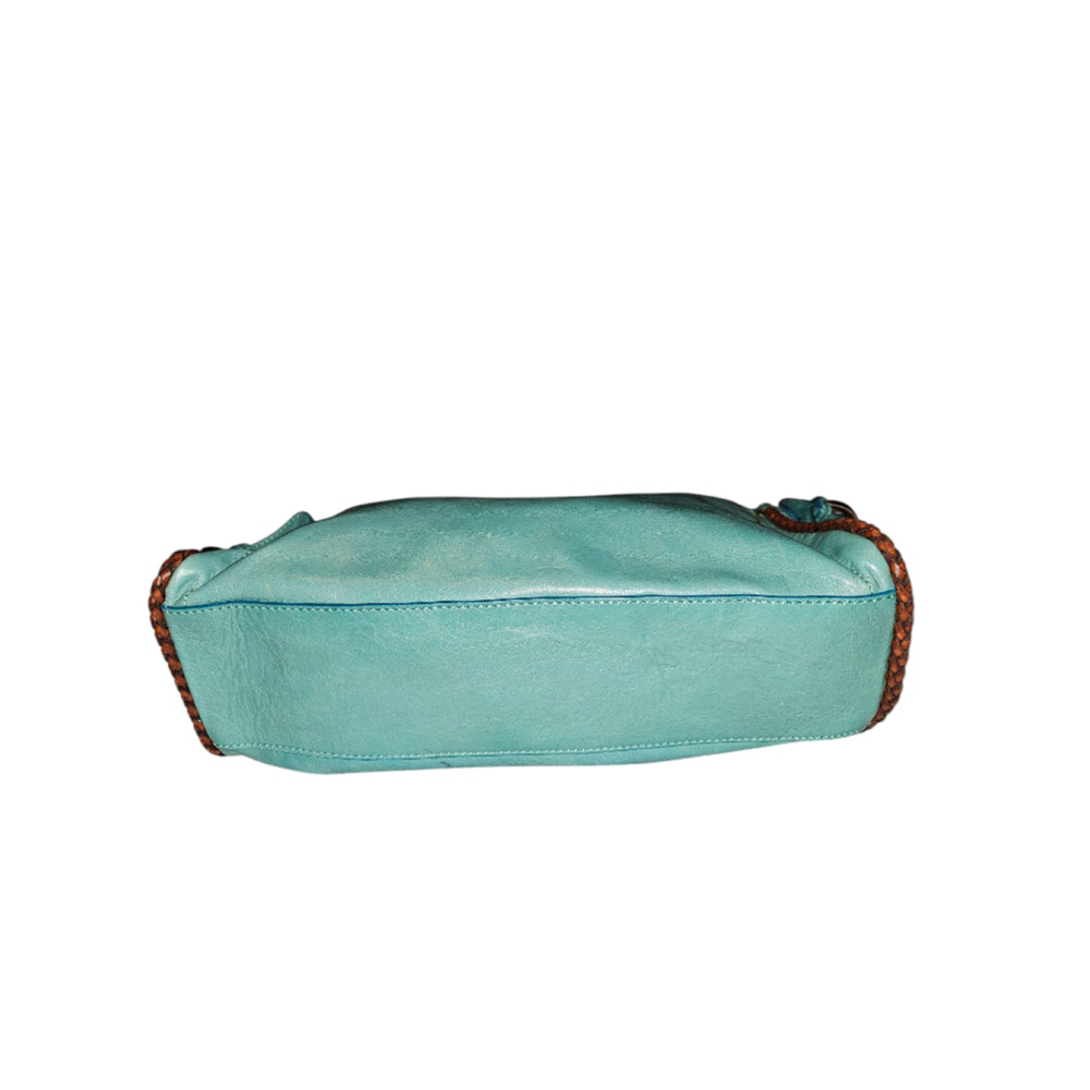 Claudia Firenze Teal Genuine Leather Shoulder Bag / Made in Italy - Picture 6 of 11